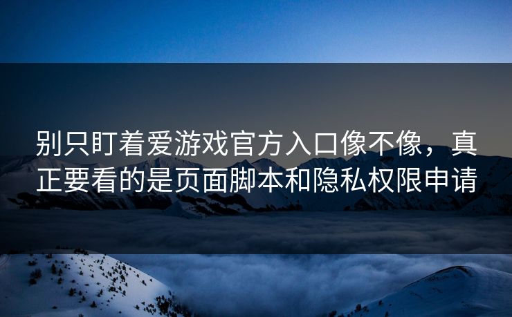 别只盯着爱游戏官方入口像不像，真正要看的是页面脚本和隐私权限申请
