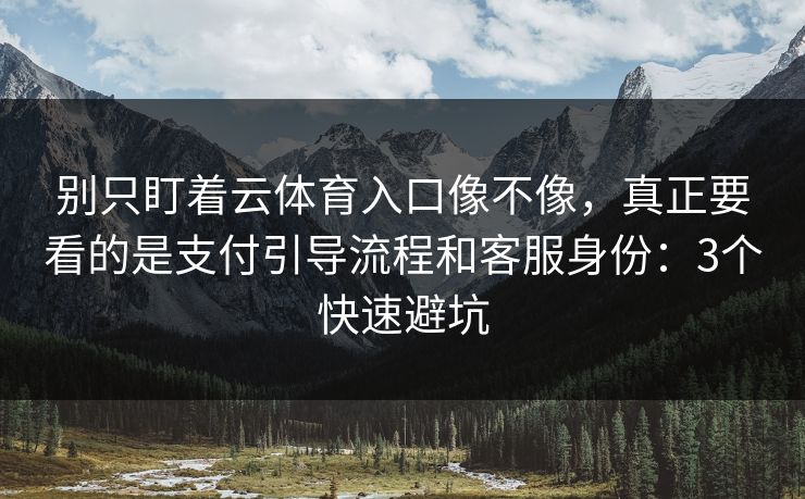 别只盯着云体育入口像不像，真正要看的是支付引导流程和客服身份：3个快速避坑